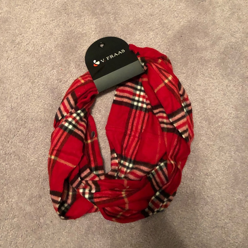 NWT Red Plaid Infinity Scarf/ADD ON FOR $3